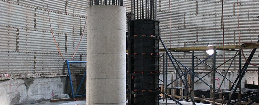 Geotub by Geoplast for the round columns of a car park in Turkey