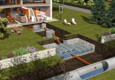 underground basins for the colelction and reuse of rainwater for water supply