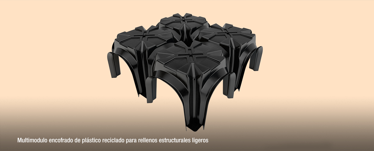 Multimodulo encofrado de plástico reciclado para rellenos estructurales ligeros