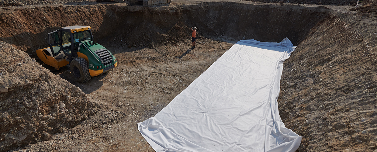 Step 1: Make an excavation of a desired surface and depth, line it with geotextile