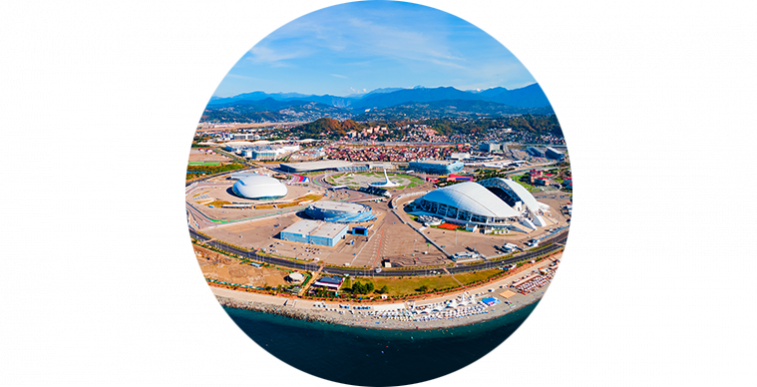 Geoplast Geotub, Fisht Stadium in Sochi aerial view
